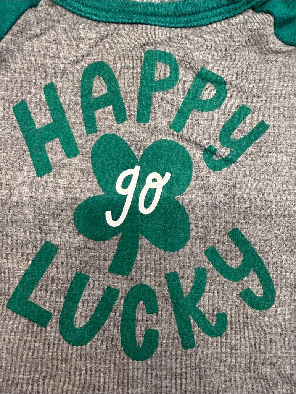Little Sleepies Gray & Green 'Happy Go Lucky' Raglan Bodysuit 12-18mo